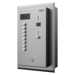 Reccesed coin and token shower timer for four to eight showers, 24 V DC, choice of shower by the user, interactive control