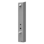 Stainless steel RFID token shower panel, with mixer for cold and hot water, 24 V DC