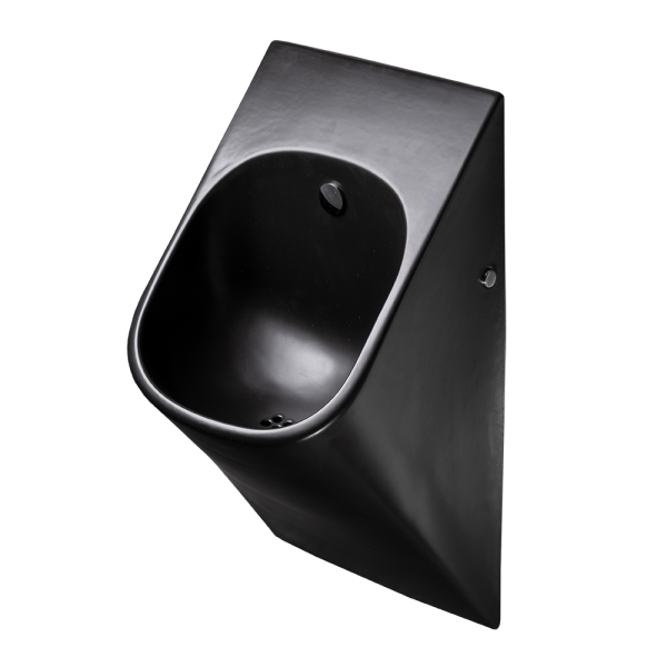 Black Ceramic urinal La Fontana with a radar flushing unit, 6 V