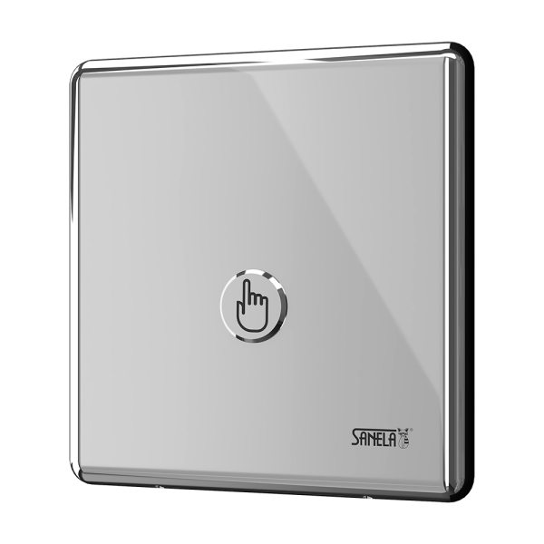 Toilet piezo flushing unit for pressured water, polished finish, 6 V