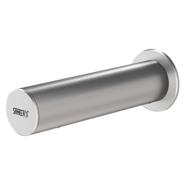 Automatic wall-mounted stainless steel washbasin tap for cold or premixed water, 24 V DC